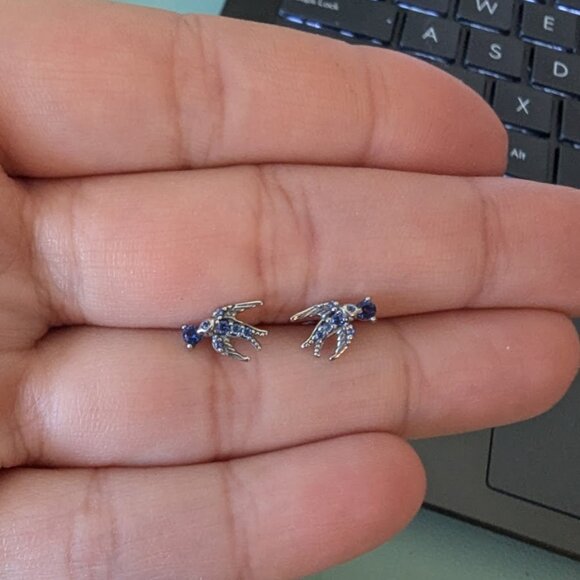 Pandora Swallow Silver Stud Earrings - Picture 1 of 3